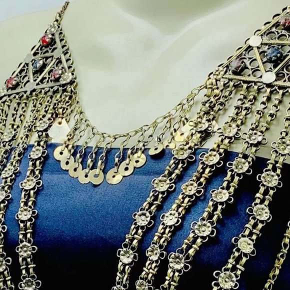 Tribal Ethnic Silver Kuchi Multilayer Necklace With Big Pendant, Handmade Pure - Picture 8 of 13